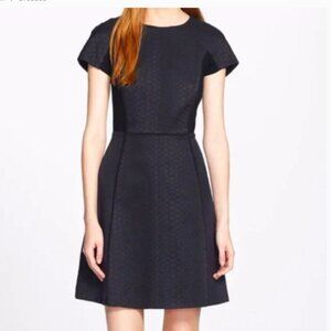 Rebecca Taylor Dress 6 Short Sleeve Snake Jacquard Fit and Flare Knit
